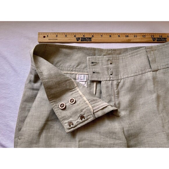 Gunex Pants Tan Linen Wide Leg Size 8 Belt Loop Pockets See Through - Picture 8 of 12